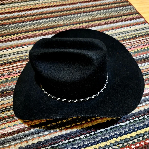 Stetson Black Cowboy Hat with Silver Trim - Picture 2 of 3